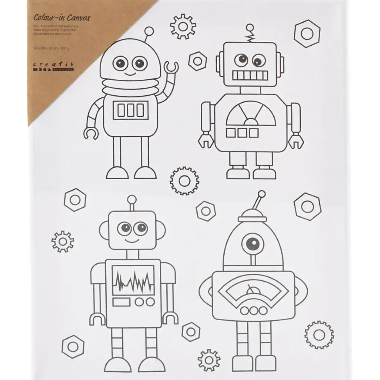 Malerlærred med print, Robotter , D: 1,6 cm, str. 24x30 cm, 360 g - 1 stk