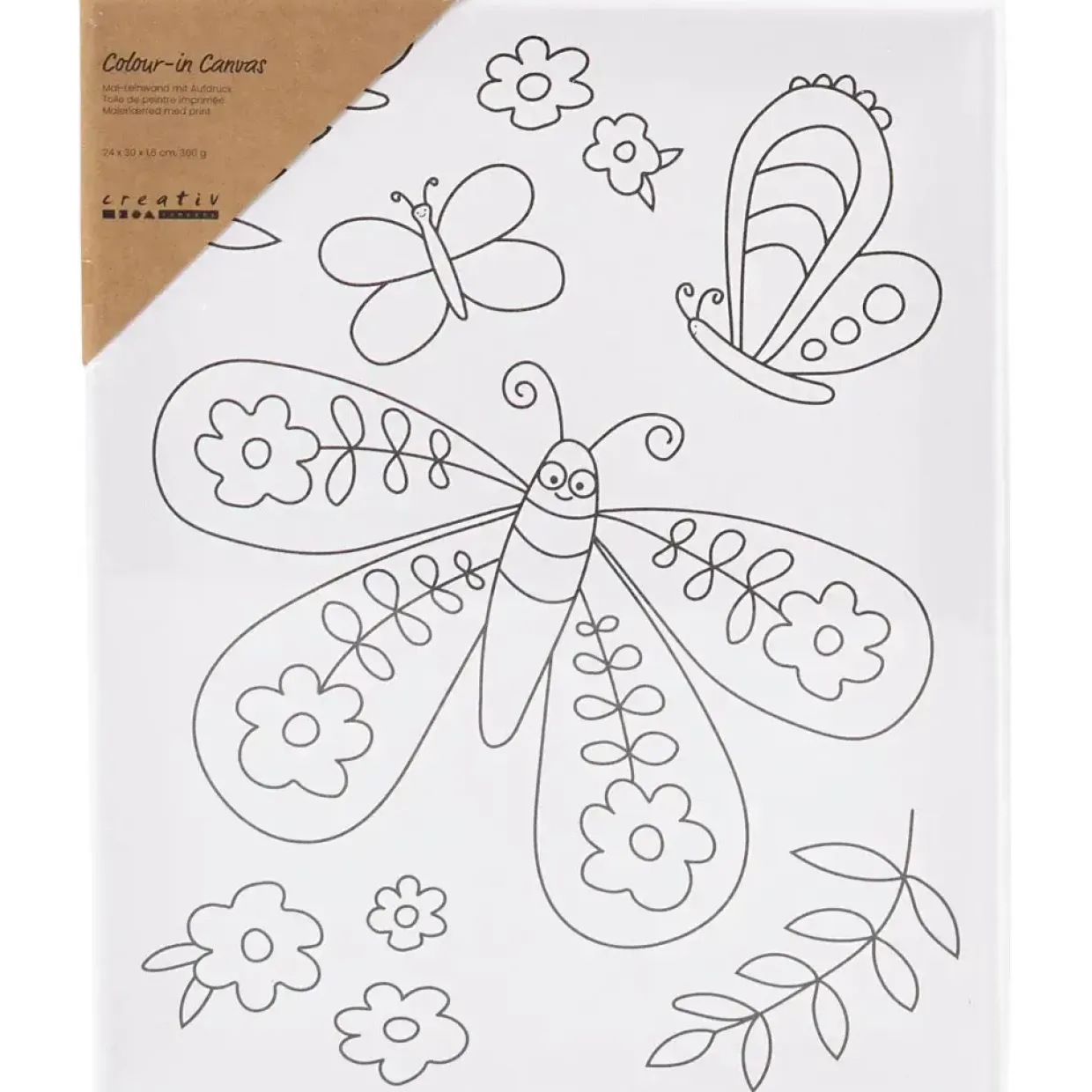 Malerlærred med print, Stor sommerfugl, D: 1,6 cm, str. 24x30 cm, 360 g - 1 stk