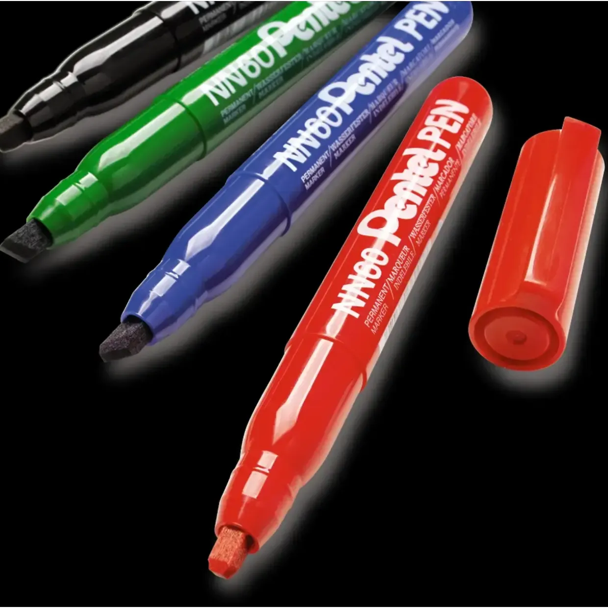 Marker Pentel NN60 sort skrå 4-6mm recycled - 12 stk