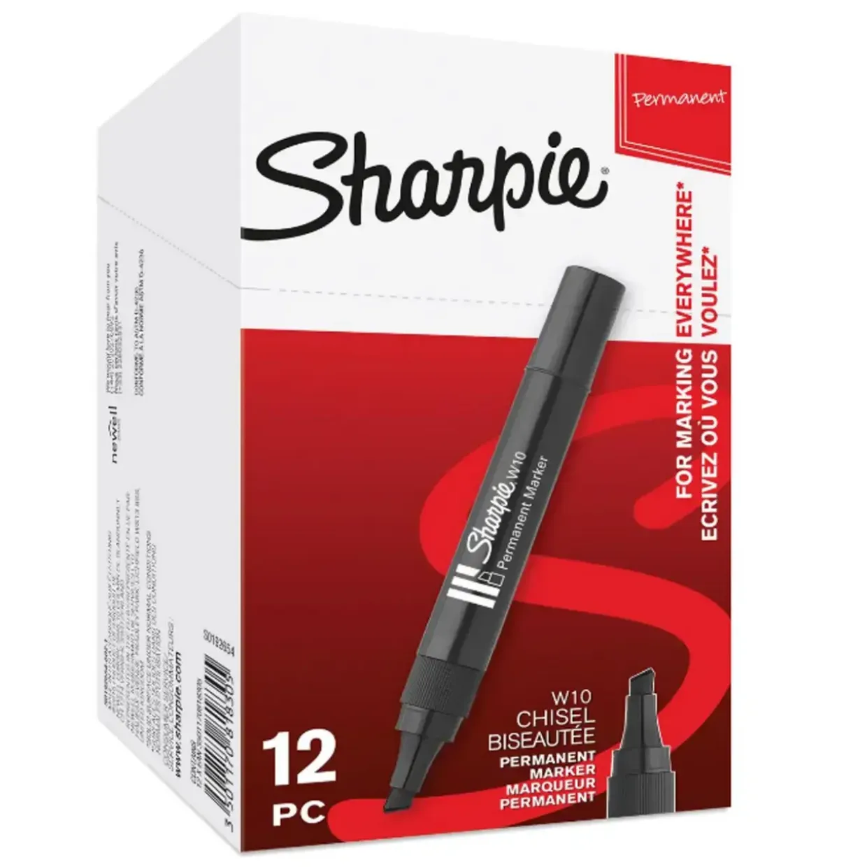Marker Sharpie Permanent W10 skrå 1,5-5mm sort - Køb minimum 12 stk.