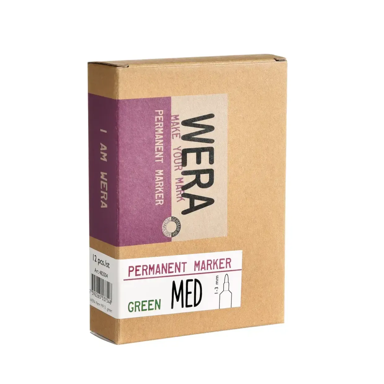 Marker WERA permanent sort kantet spids 1-6mm - 12 stk
