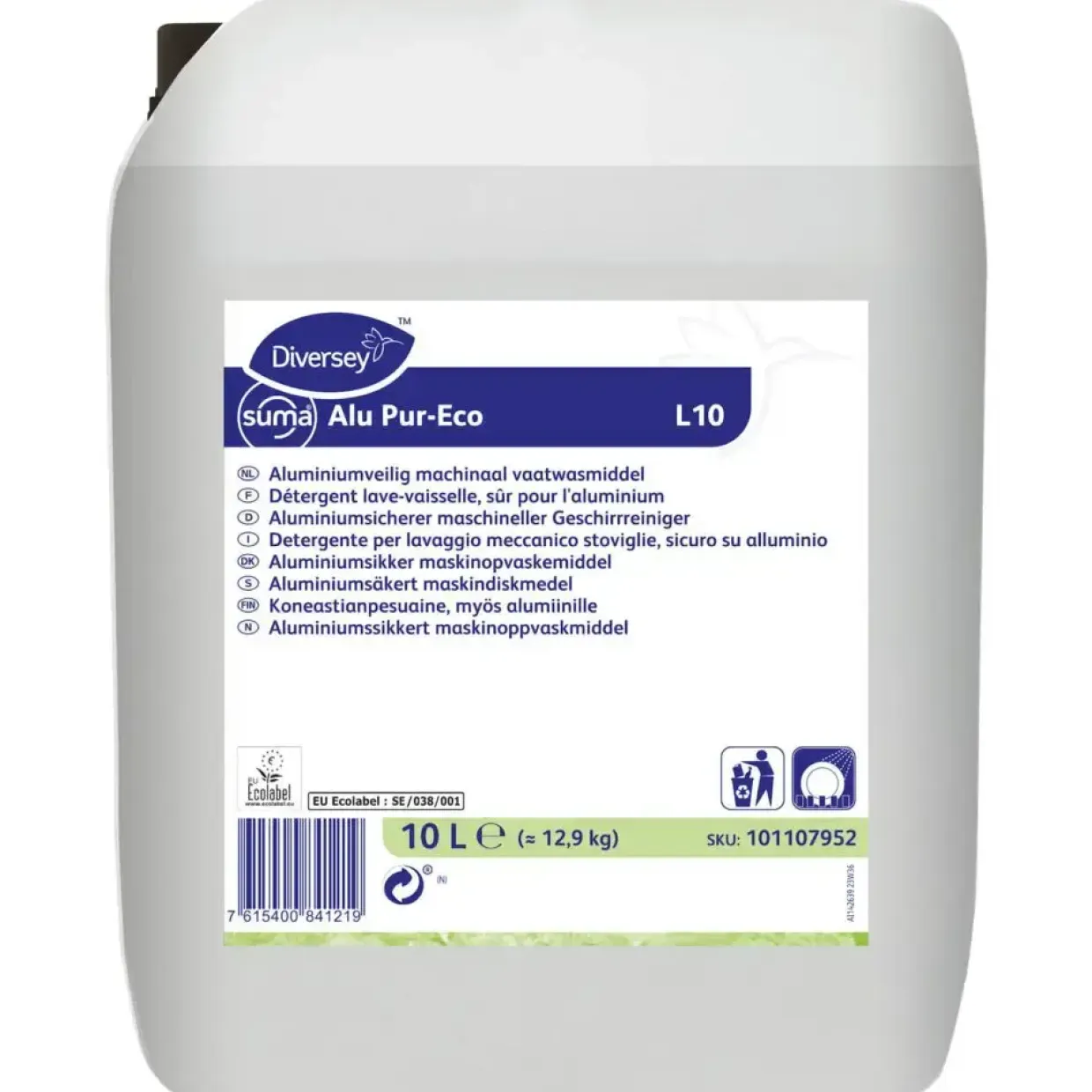 Maskinopvask - Diversey Suma Alu Pur-Eco L10 - alusikker uden klor farve og parfume - 10 l