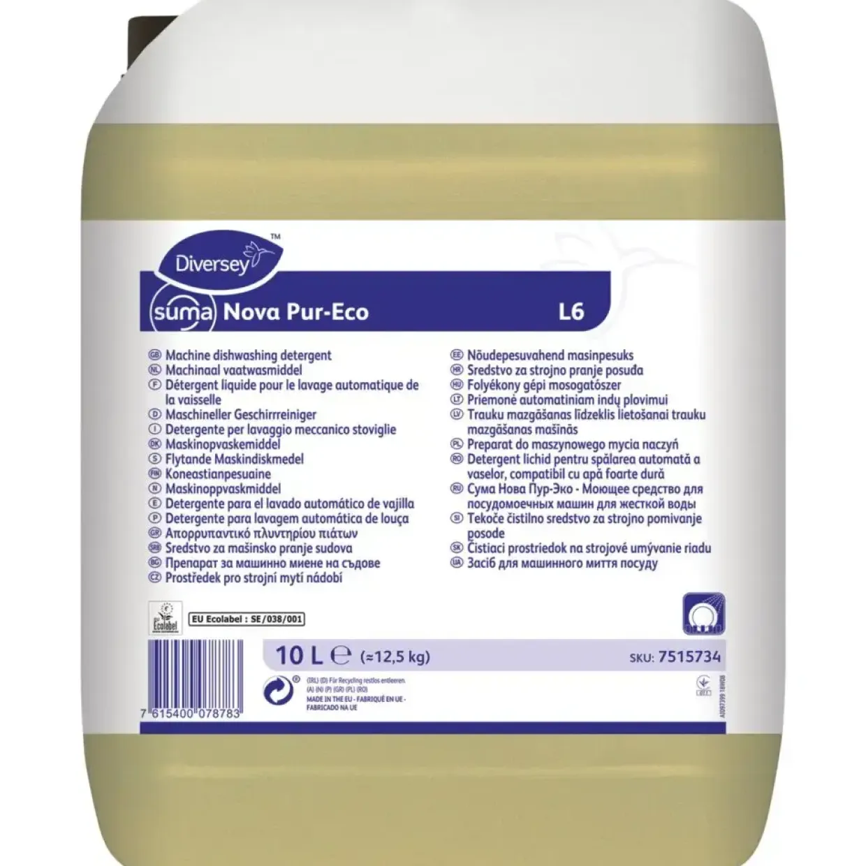 Maskinopvask - Diversey Suma Nova Pur-Eco L6 - uden klor farve og parfume - 10 l