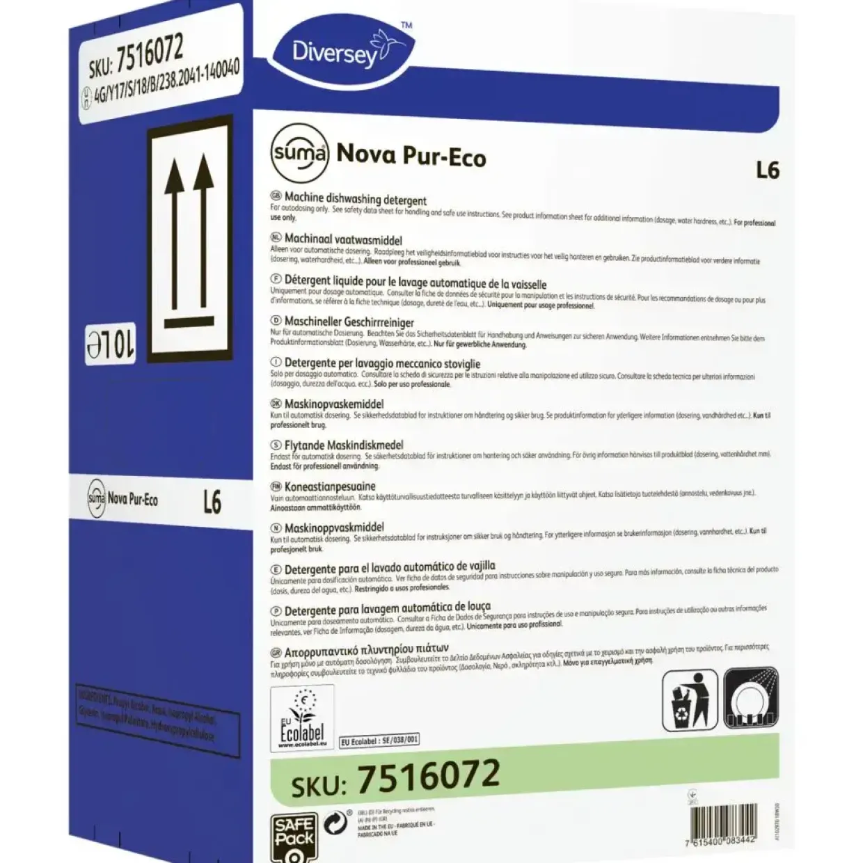 Maskinopvask - Diversey Suma Nova Pur-Eco L6 - SafePack - 10 l