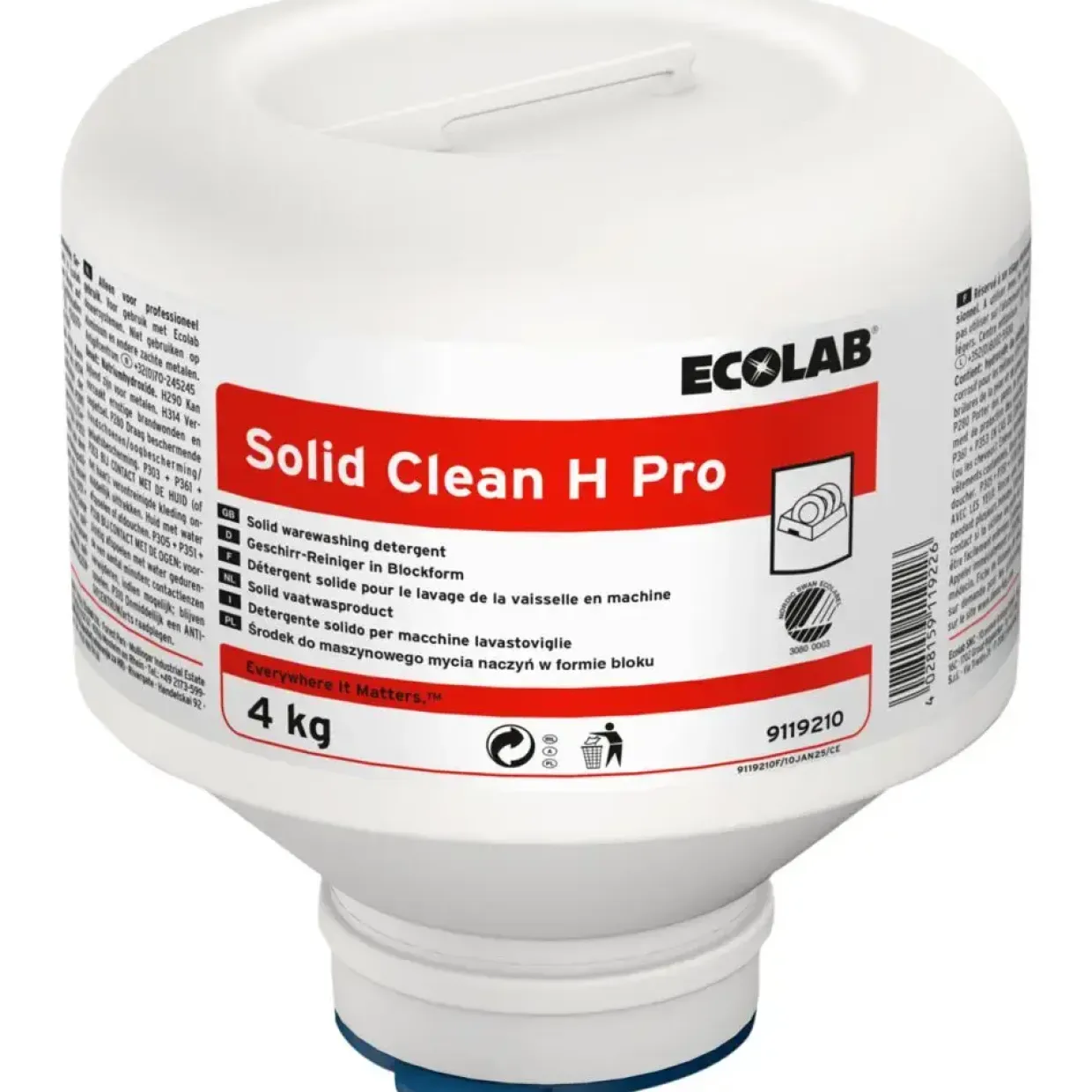 Maskinopvask, Ecolab Solid Clean H Pro, uden klor, 4 kg - 4 stk