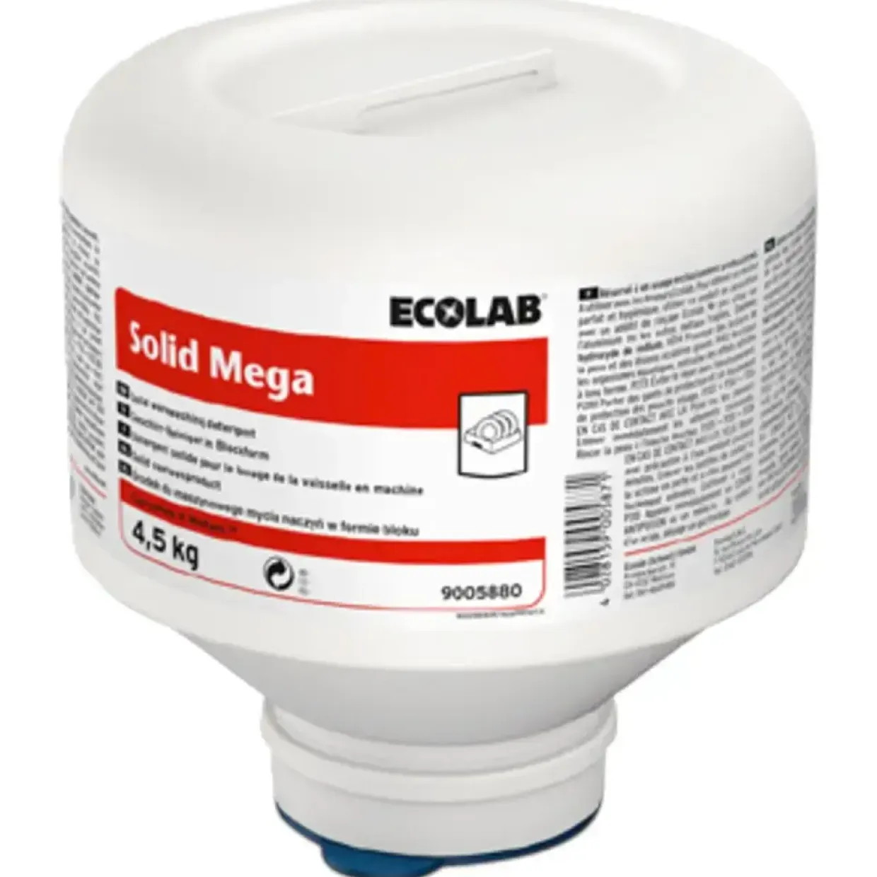 Maskinopvask - Ecolab Solid Mega - Med klor, uden farve og parfume - 4,5 kg