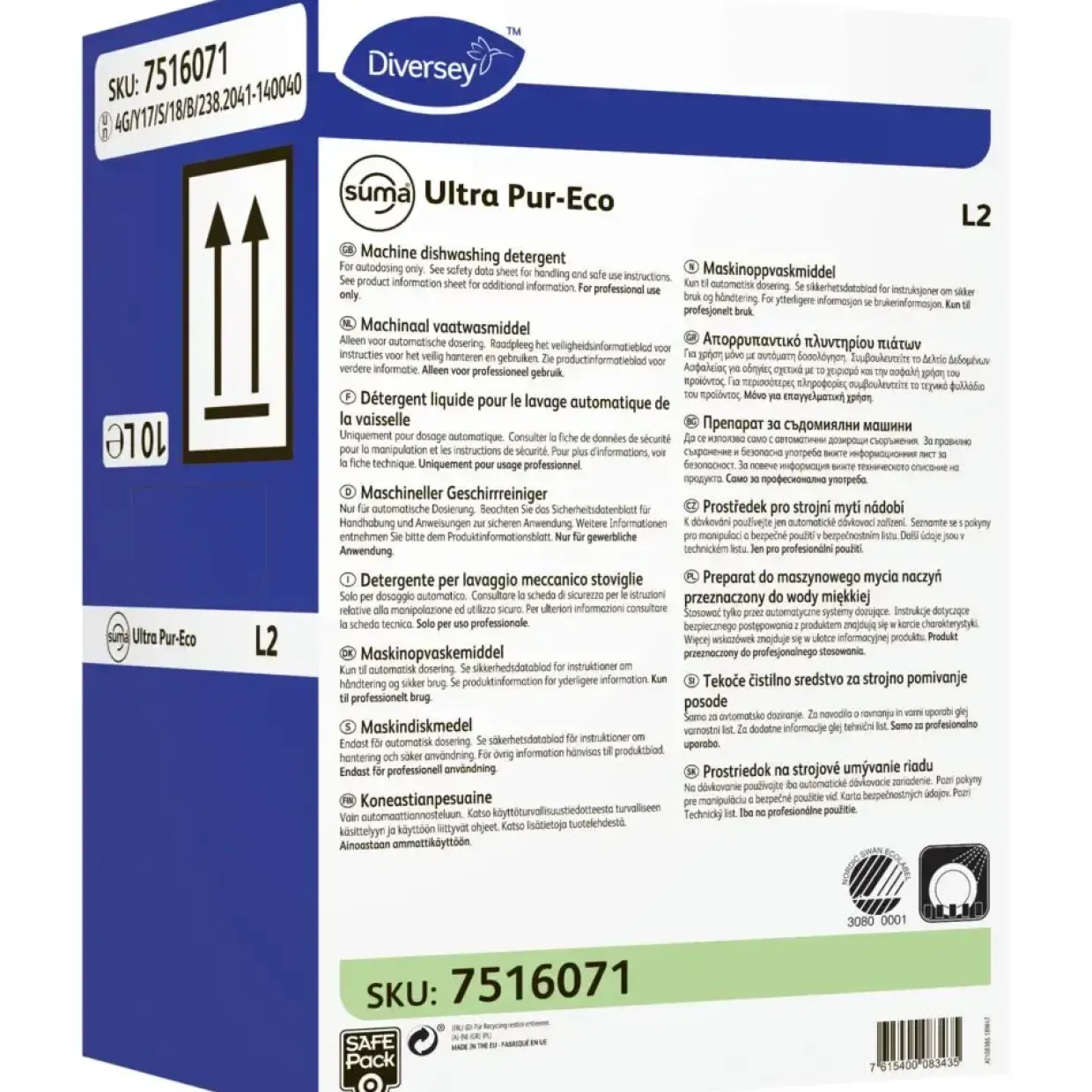Maskinopvaskemiddel - Suma Ultra Pur-Eco L2 Safepack - Uden klor - 10 l