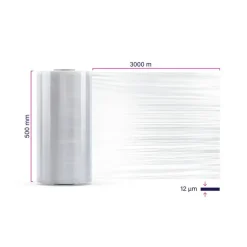 Maskinstrækfilm, AXIO, Superkraft, cast 380% stræk, 12 µm, 500 mm x 3000.00 m - 30 stk