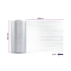 Maskinstrækfilm, AXIO, Superkraft, cast 340% stræk, 8 µm, 500 mm x 4500.00 m - 30 stk
