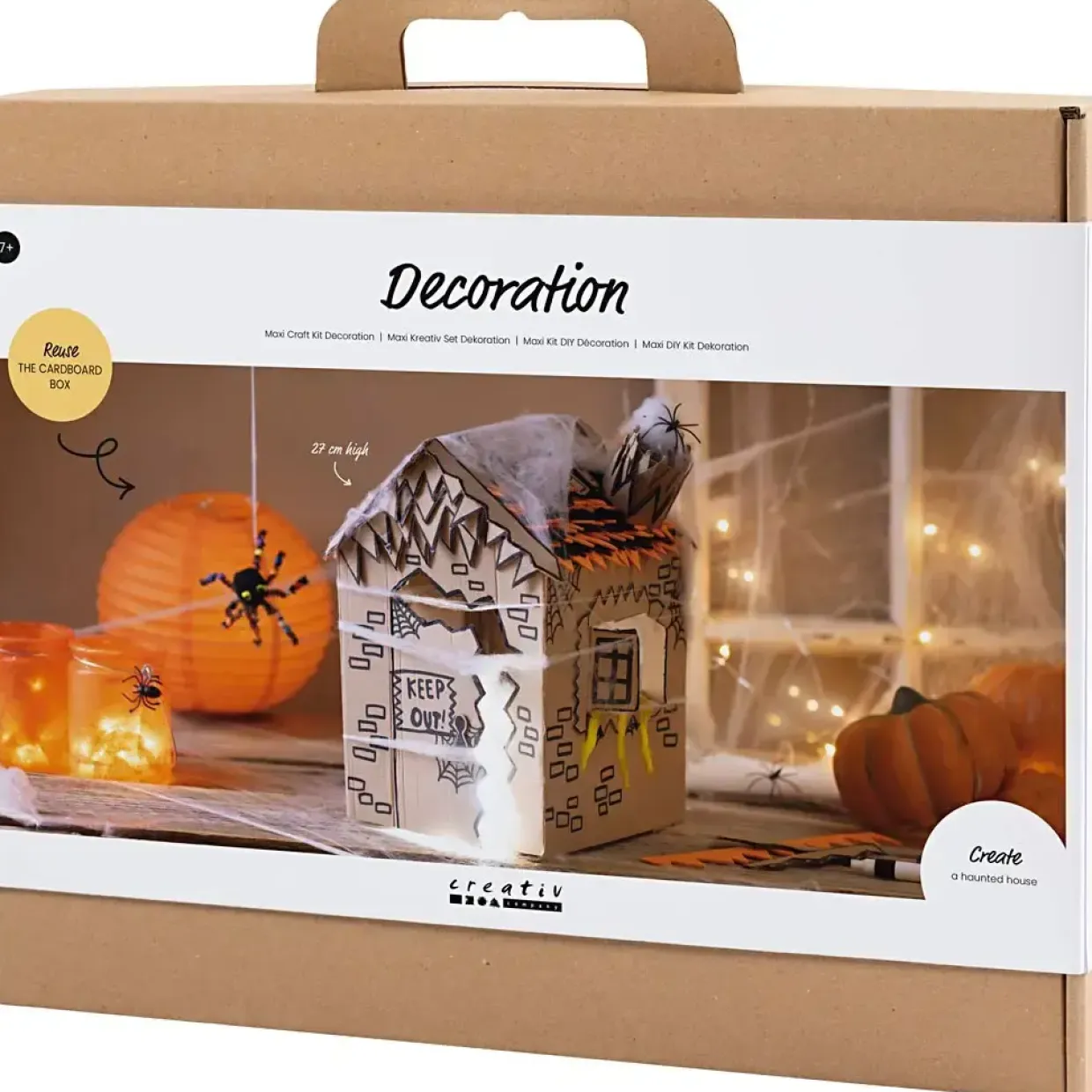 Maxi DIY Kit Dekoration, Halloween hus, sort, lys brun, orange