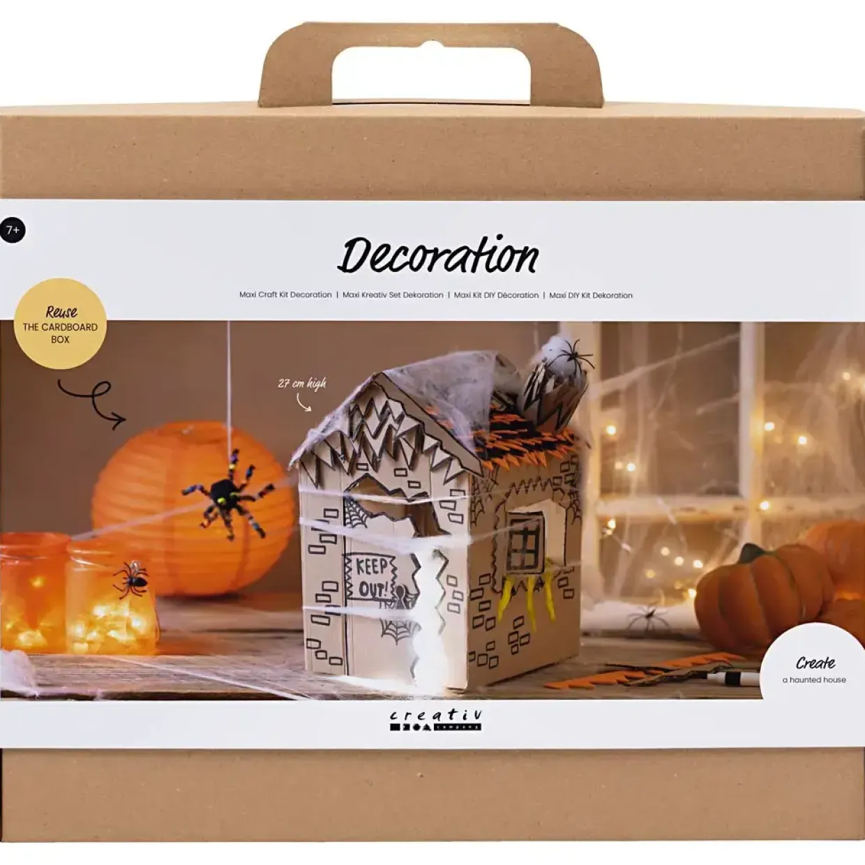 Maxi DIY Kit Dekoration, Halloween hus, sort, lys brun, orange