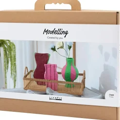 Maxi DIY Kit Modellering, Papmaché pulp vaser, ass. farver, 1 pk.
