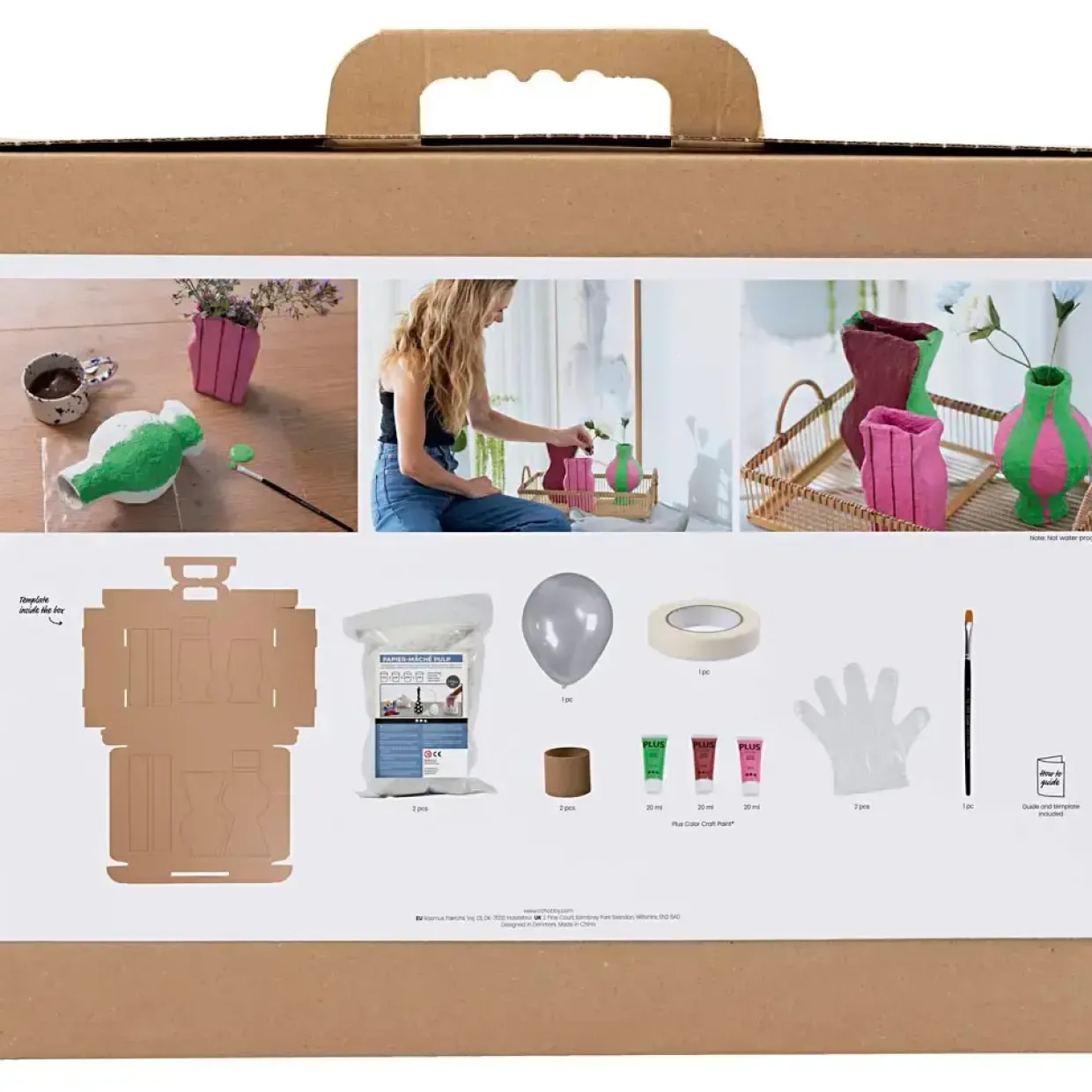 Maxi DIY Kit Modellering, Papmaché pulp vaser, ass. farver, 1 pk.