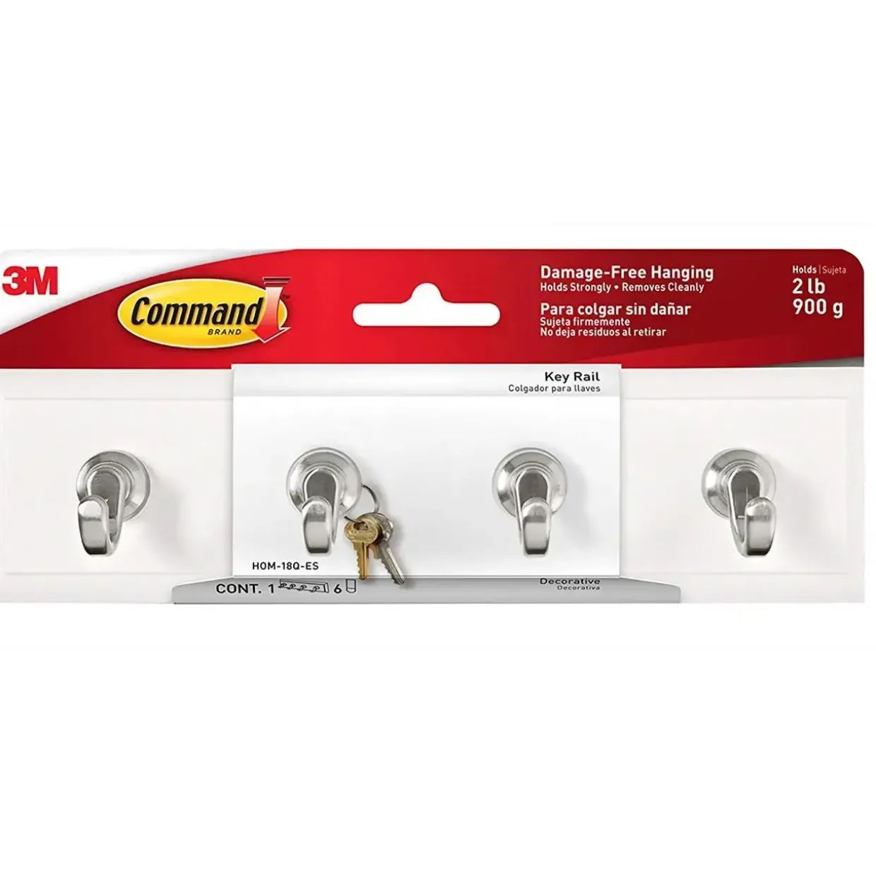 3M Command - Knager - Nøgleophæng med quartzfinish HOM18-Q - Grå