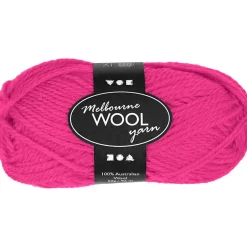 Melbourne Uldgarn, L: 92 M, pind 4-5,5, neon pink, 50 g/ 1 ngl.