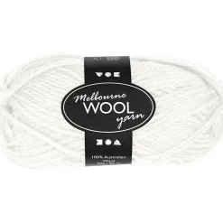 Melbourne Uldgarn, L: 92 M, pind 4-5,5, råhvid, 50 g/ 1 ngl.