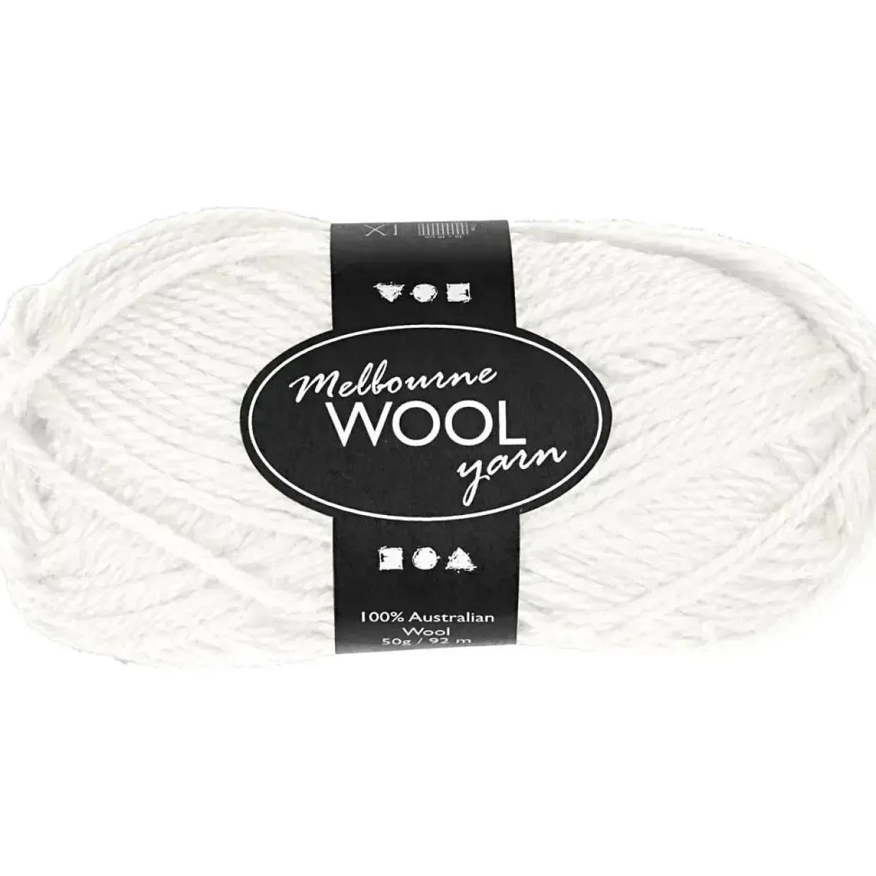 Melbourne Uldgarn, L: 92 M, pind 4-5,5, råhvid, 50 g/ 1 ngl.