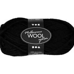 Melbourne Uldgarn, L: 92 M, pind 4-5,5, sort, 50 g/ 1 ngl.