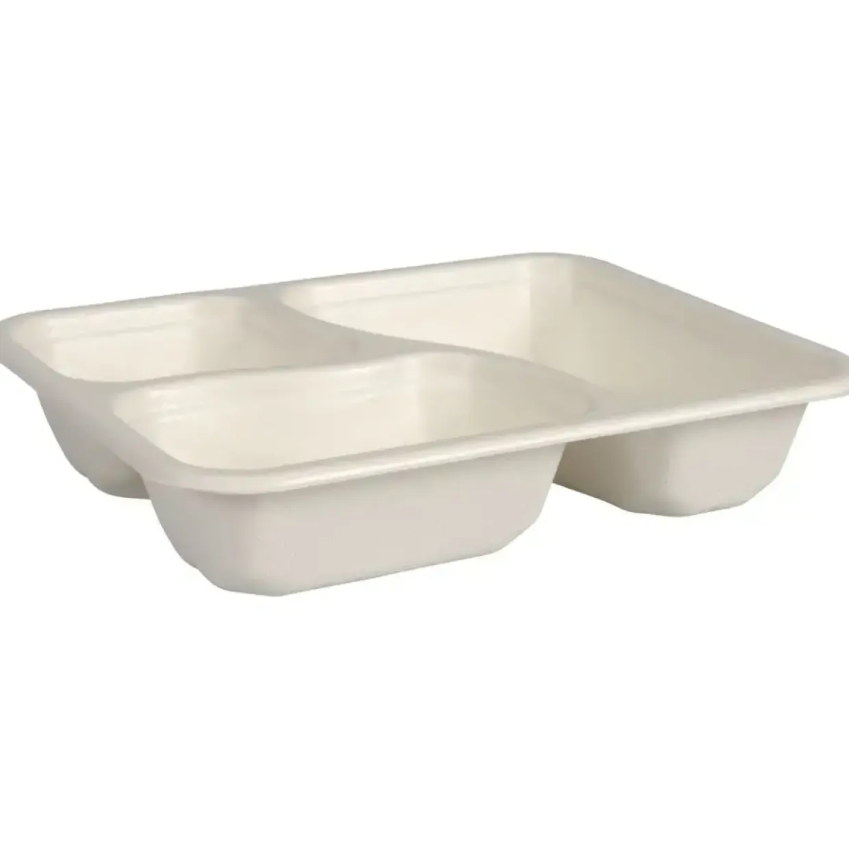 Menubakke - hvid bagasse 3-rums bio lamineret - 250 stk