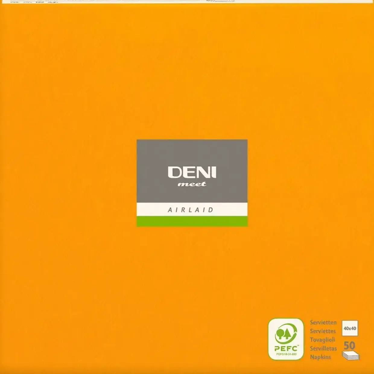 Middagsserviet, DENI, Meet, 1|4 fold, 40x40cm, orange, airlaid - 600 stk