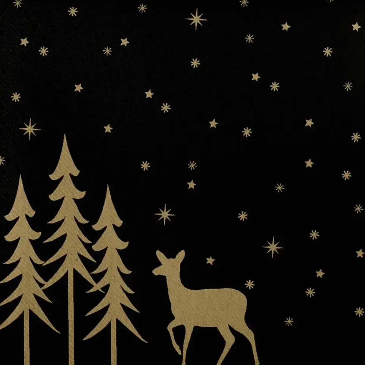 Middagsserviet, Golden Winter, 1/4 fold, 40x40cm, sort, airlaid - 300 stk