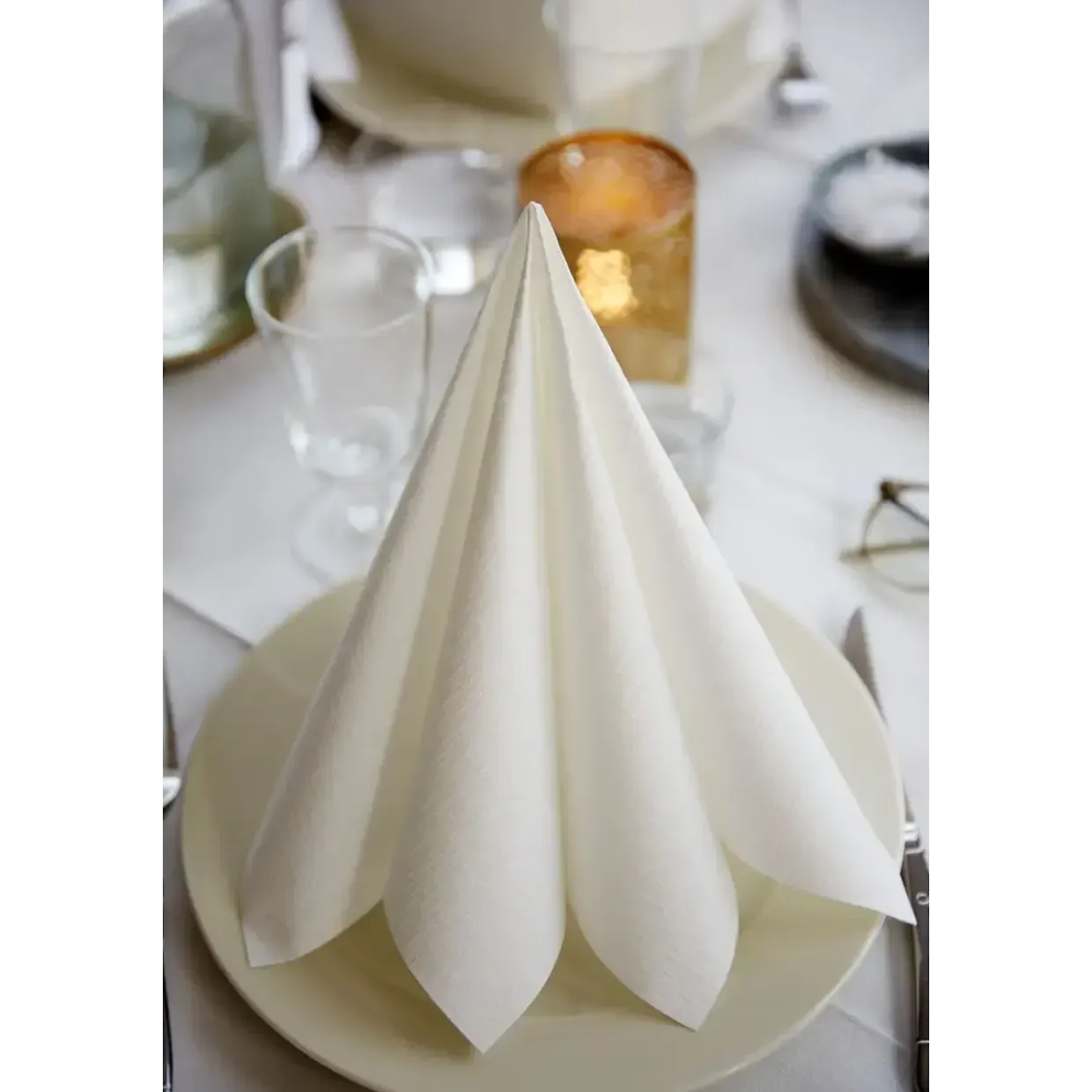 Middagsservietter - Dunilin - 1/4 Fold - Hvid - 48 x 48 cm - 216 stk