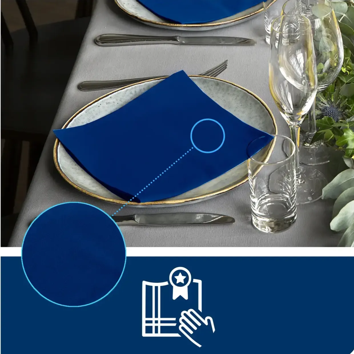 Middagsservietter 39x39 cm - Tork 478856 - Premium Linstyle® Midnight Blue - 12x50 stk
