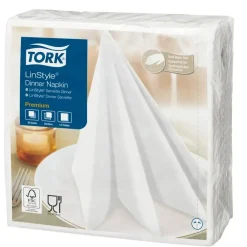 Middagsserviet, Tork Linstyle, 1/4 fold, 39x39cm, hvid, nonwoven - 700 stk