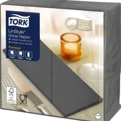 Middagsserviet, Tork Linstyle, 1/8 fold, 40x39cm, antracit, nyfiber - 700 stk