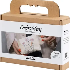 Mini DIY Kit Broderi, Makeup-taske, creme, 1 pk.