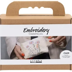 Mini DIY Kit Broderi, Makeup-taske, creme, 1 pk.