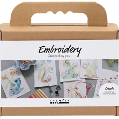 Mini DIY Kit Broderi, Malerier med broderi, ass. farver, 1 pk.