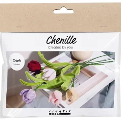 Mini DIY Kit - Chenilleblomster Tulipaner - Assorterede farver - 1 pk