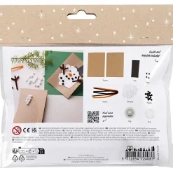Mini DIY Kit Dekoration, Julekort med snemænd, sort, brun, mellem orange, hvid