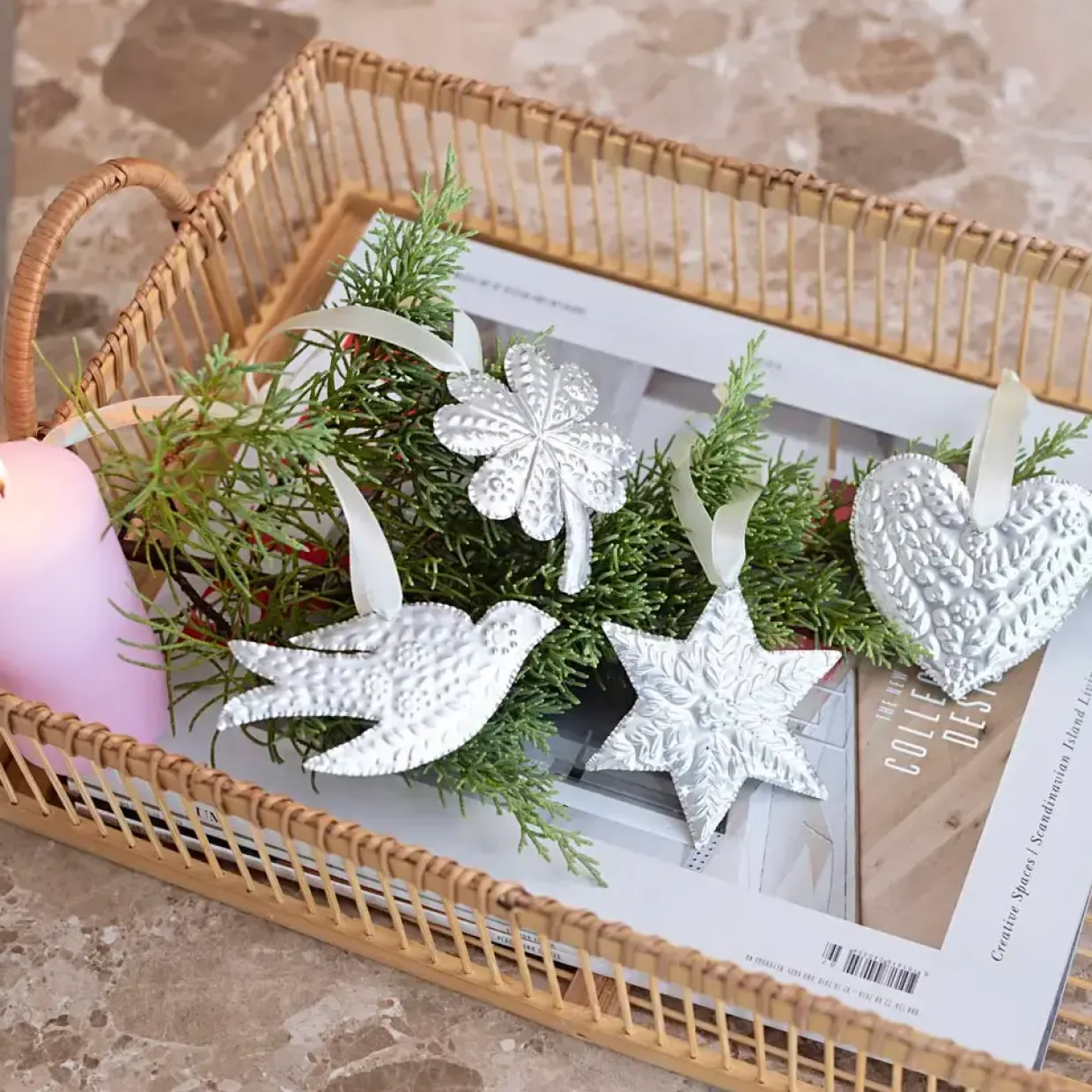 Mini DIY Kit Dekoration, Juleophæng, sølv metal, 1 pk.
