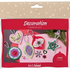 Mini DIY Kit Dekoration, Julepynt i filt, ass. farver, 1 pk.