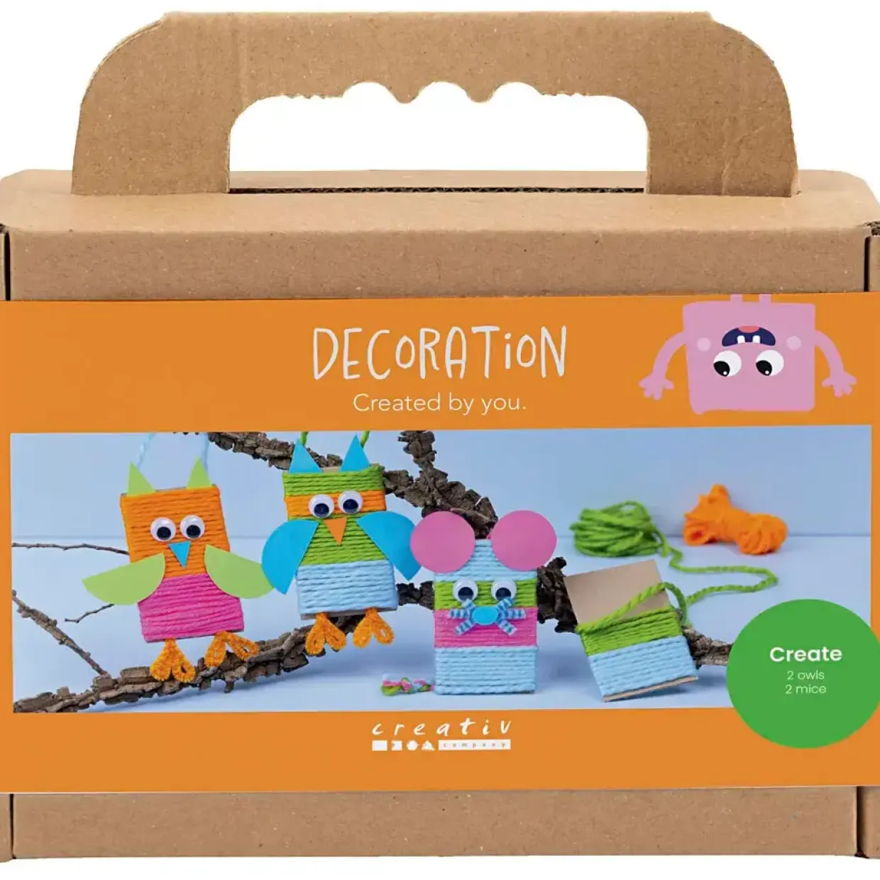 Mini DIY Kit Dekoration | Mus og ugler, ass. farver | 1 pk.