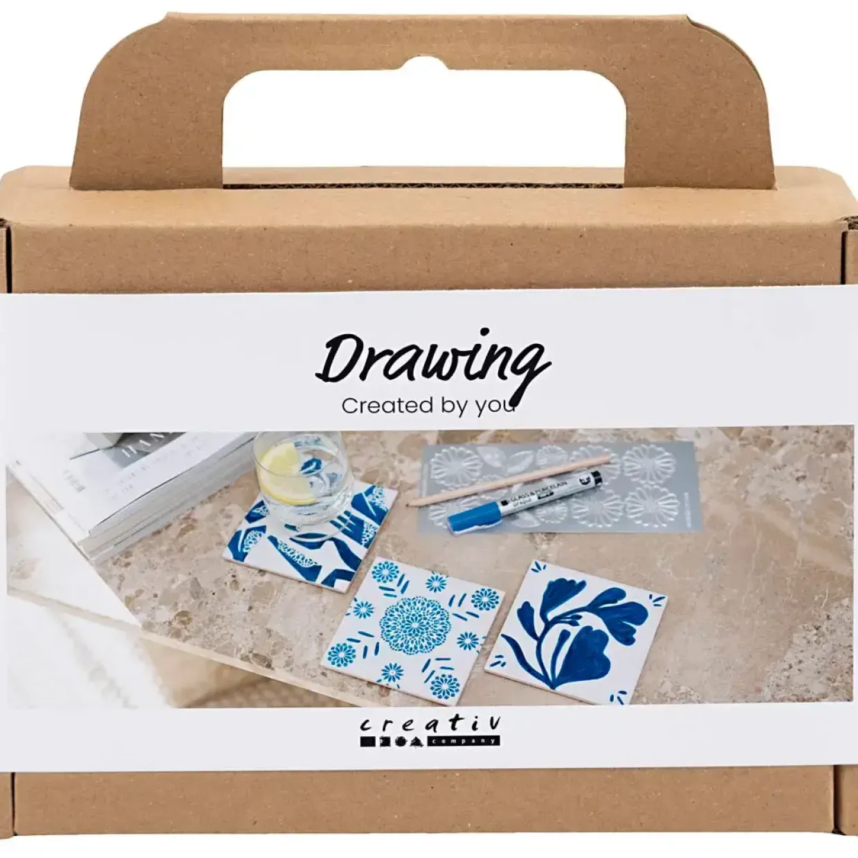 Mini DIY Kit Dekoration, Porcelæns coasters, blå - 1 pk