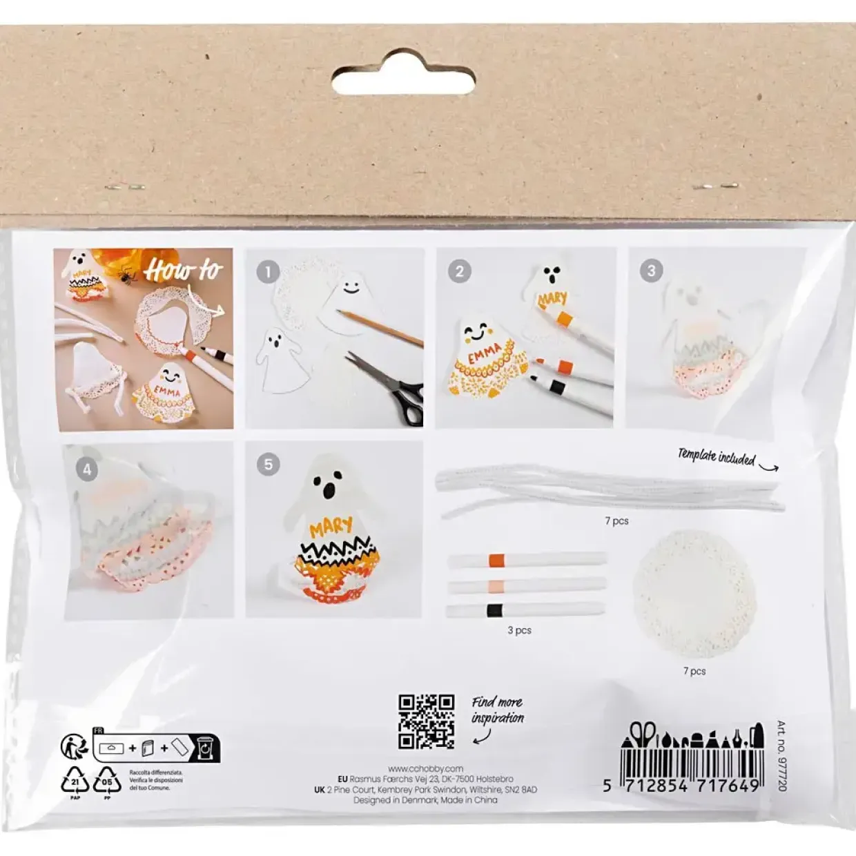 Mini DIY Kit Farvelægning, Spøgelser , sort, lys orange, mellem orange, hvid