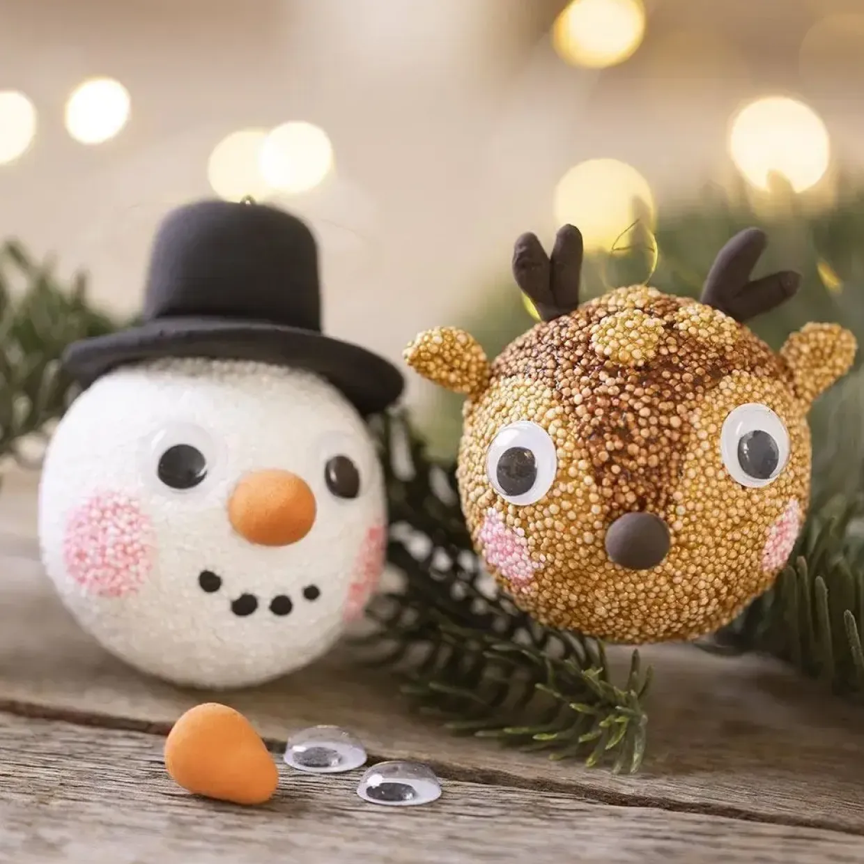 Mini DIY Kit Julekugler, Rensdyr og snemand