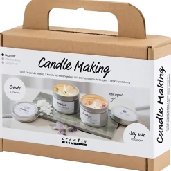 Mini DIY Kit Lysstøbning, Soyalys med aventurin og aventyst , creme, off white