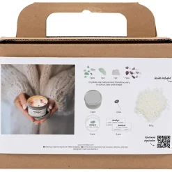 Mini DIY Kit Lysstøbning, Soyalys med aventurin og aventyst , creme, off white