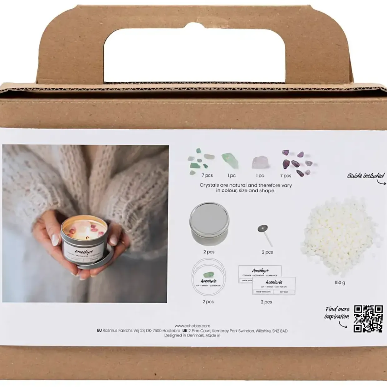 Mini DIY Kit Lysstøbning, Soyalys med aventurin og aventyst , creme, off white