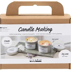Mini DIY Kit Lysstøbning, Soyalys med aventurin og aventyst , creme, off white