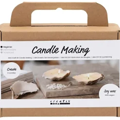 Mini DIY Kit Lysstøbning , Soyalys i østersskaller, off white