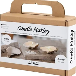 Mini DIY Kit Lysstøbning , Soyalys i østersskaller, off white