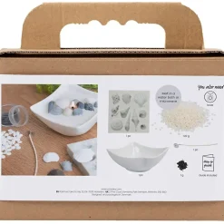 Mini DIY Kit Lysstøbning | Strandskaller, grå, off white | 1 pk.