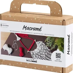 Mini DIY Kit Macramé, Julemand, julerød, råhvid