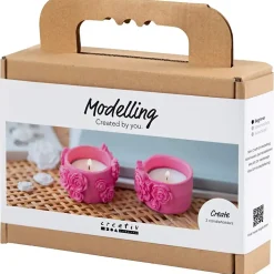 Mini DIY Kit Modellering | Fyrfadsstager, pink | 1 pk.
