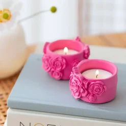 Mini DIY Kit Modellering | Fyrfadsstager, pink | 1 pk.